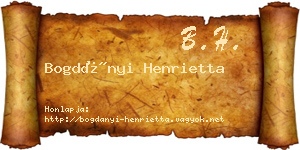 Bogdányi Henrietta névjegykártya