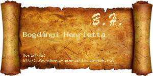 Bogdányi Henrietta névjegykártya